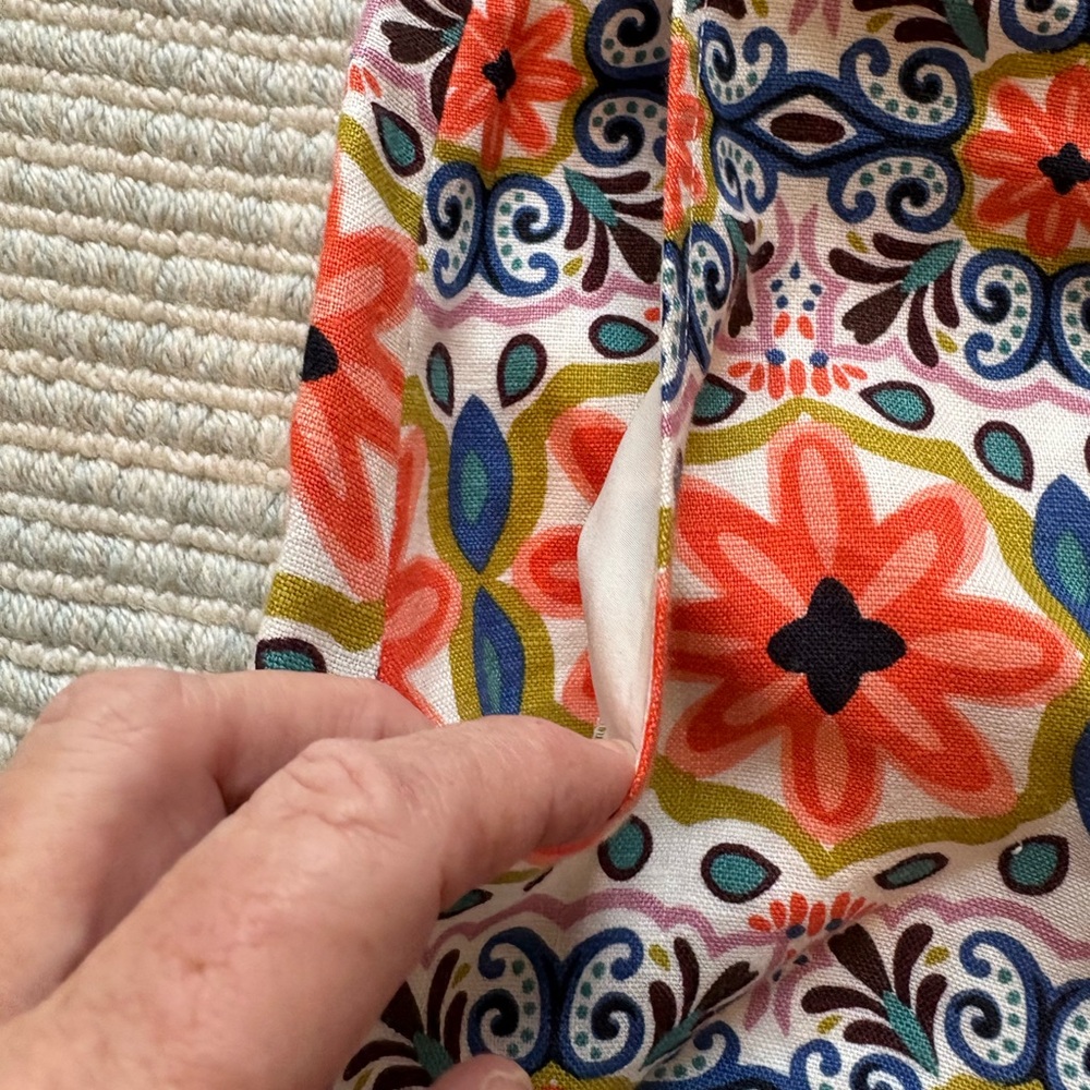 Boden linen pants NWT 8 wide leg trouser Floral Geo Multicolor, gorgeous print - Picture 11 of 14